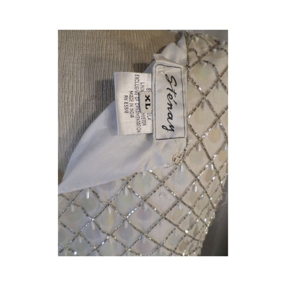 NWT Stenay XL Silk White Bead Sequin Top Sleeveles - Picture 8 of 8
